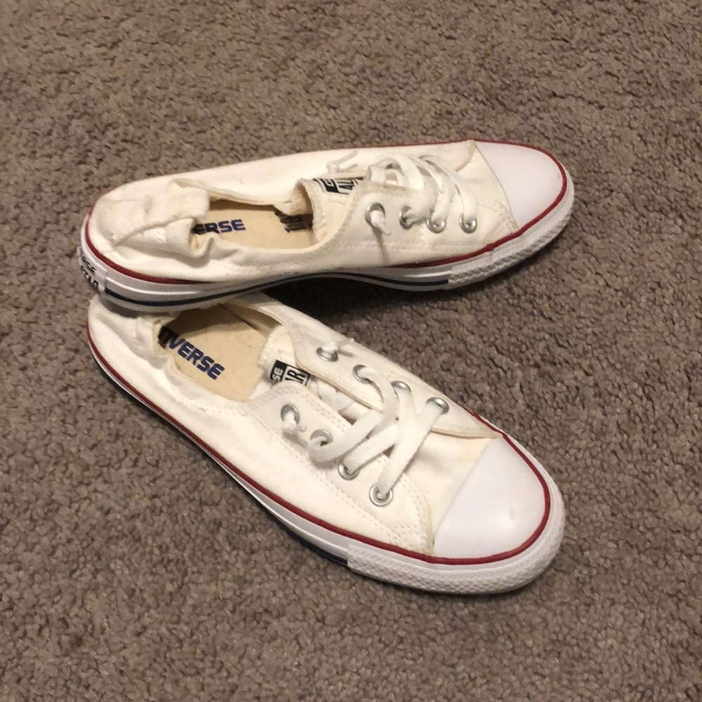 All star converse shore-line slip ons white